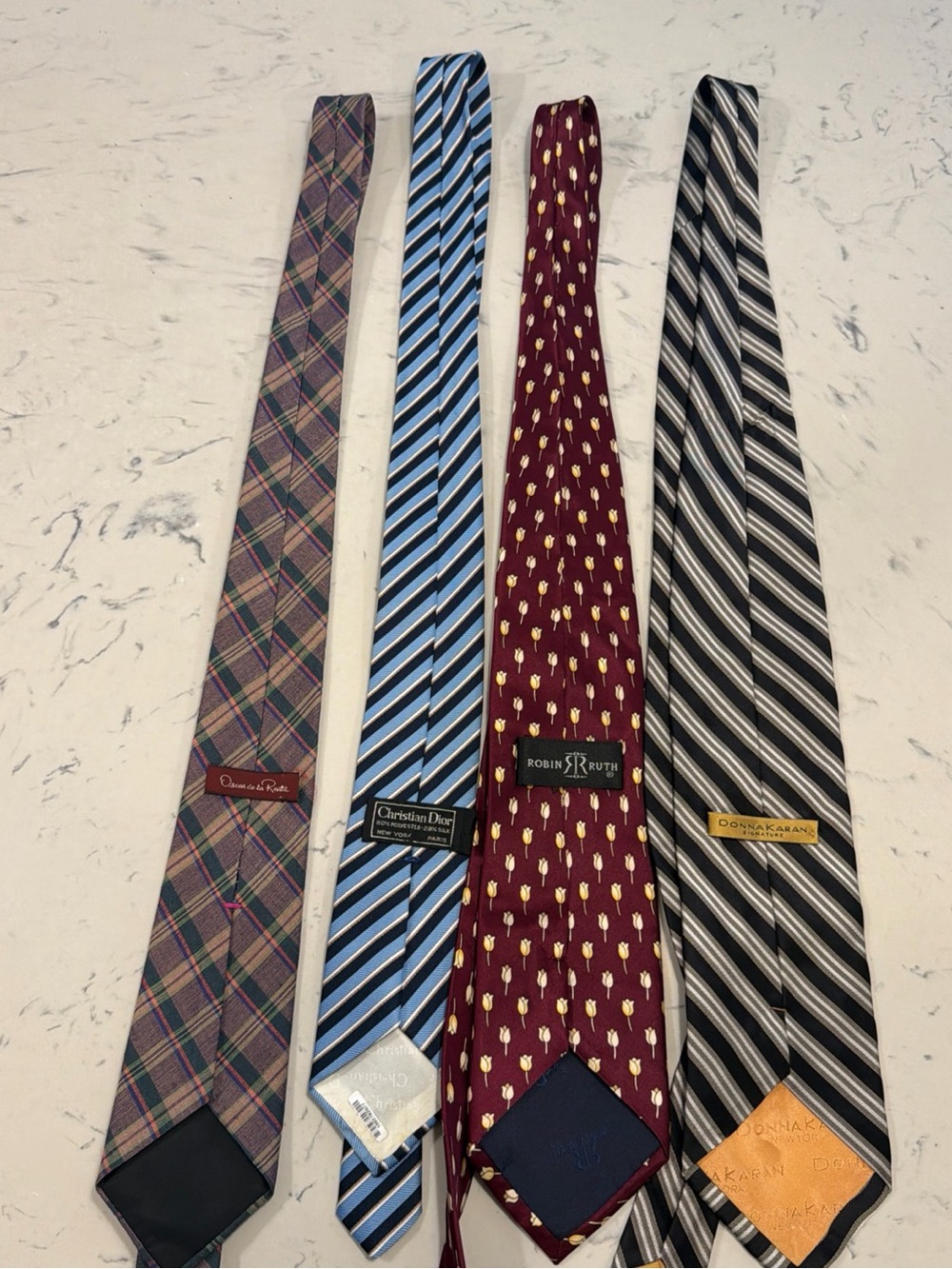 Vintage Mens silk ties - Christian Dior - Donna Karan - Robin Ruth - Oscar de la
